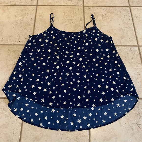 💜 Shein Curve Blue & White Star Print Cami Tank Top - 1XL - Picture 3 of 7